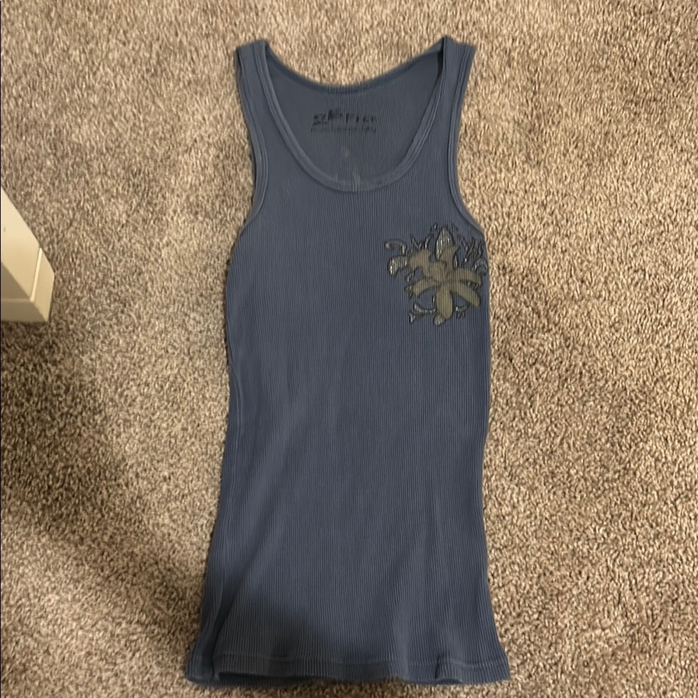 Blue Tank Top with Graphic Design